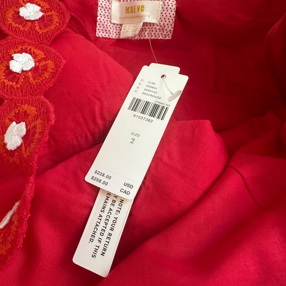 Anthropologie Red Midi Dress with White Floral Design - Picture 5 of 5